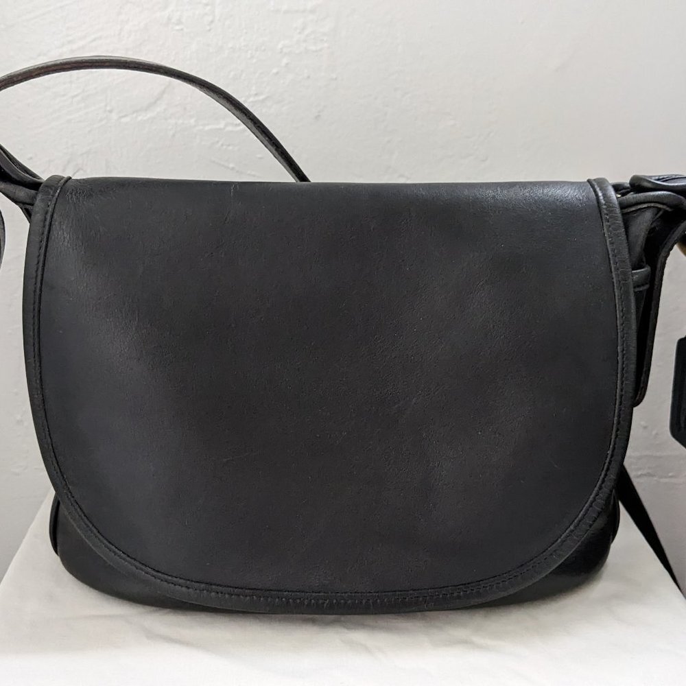Coach Vintage Black Leather 90s Fletcher Bag #4150